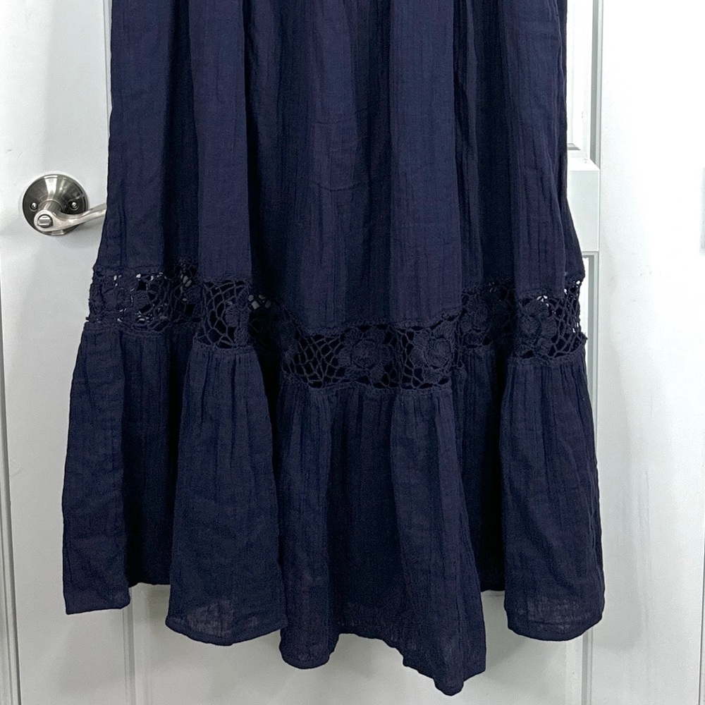 FREE PEOPLE Cutwork Tee Maxi Dress NEW Size XS Evening Eclipse Midnight Blue - Picture 9 of 11